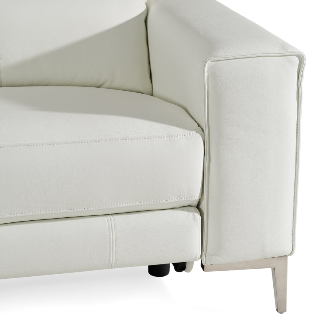 Chignik - Modern White Leather Sofa w/ 2 Recliners