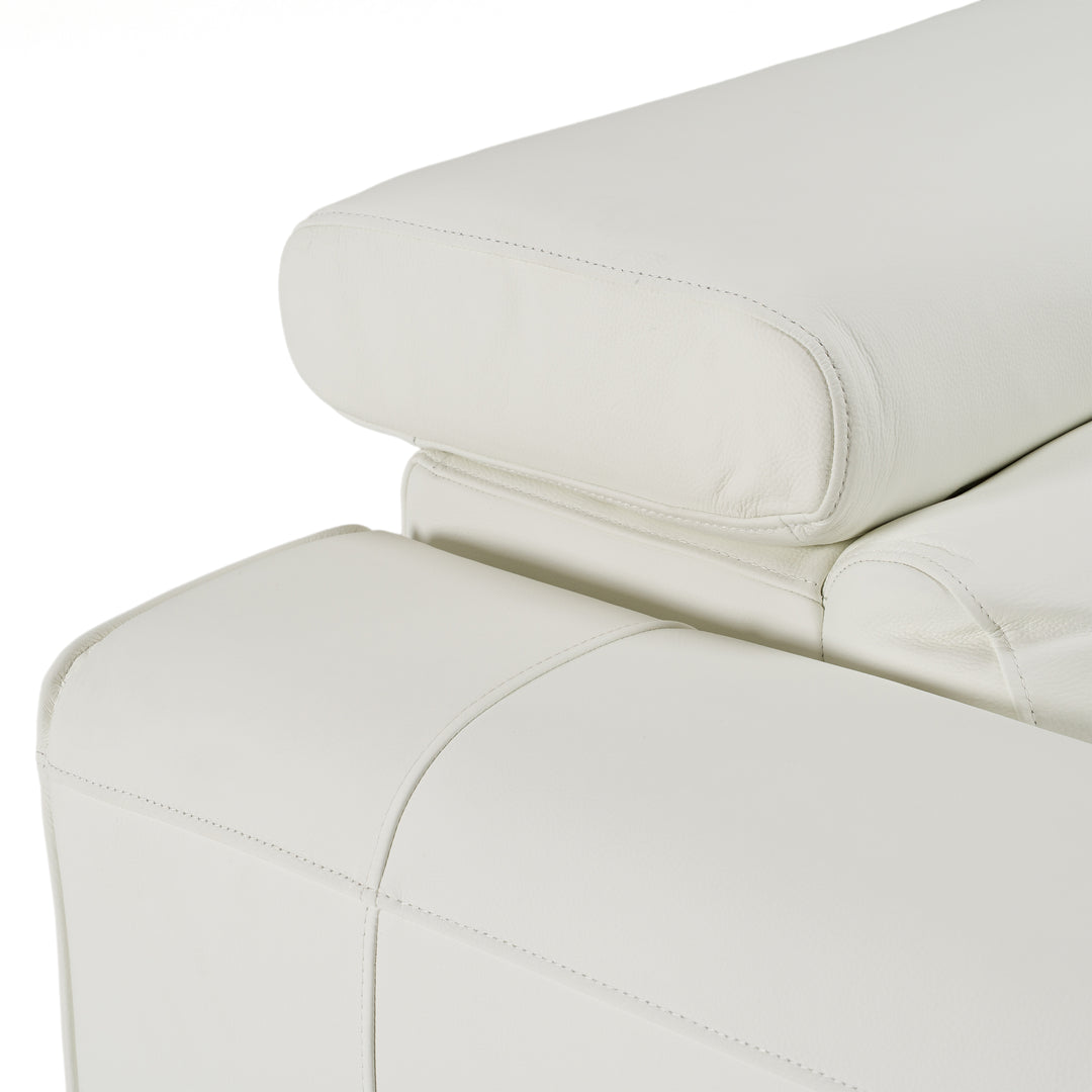 Chignik - Modern White Leather Sofa w/ 2 Recliners