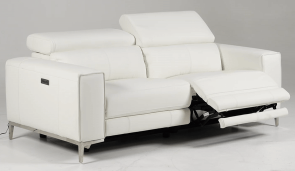 Chignik - Modern White Leather Sofa w/ 2 Recliners
