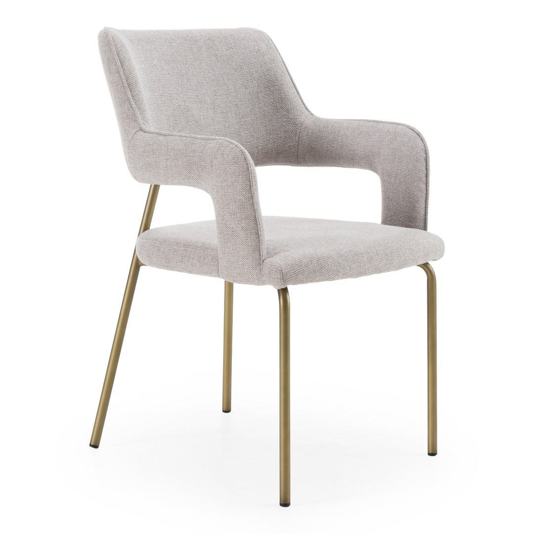Childers - Modern Grey Fabric + Antique Brass Dining Chair