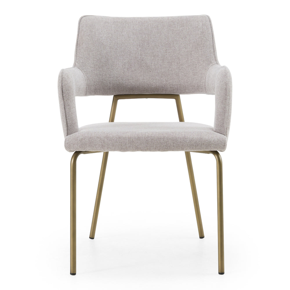 Childers - Modern Grey Fabric + Antique Brass Dining Chair - View 7