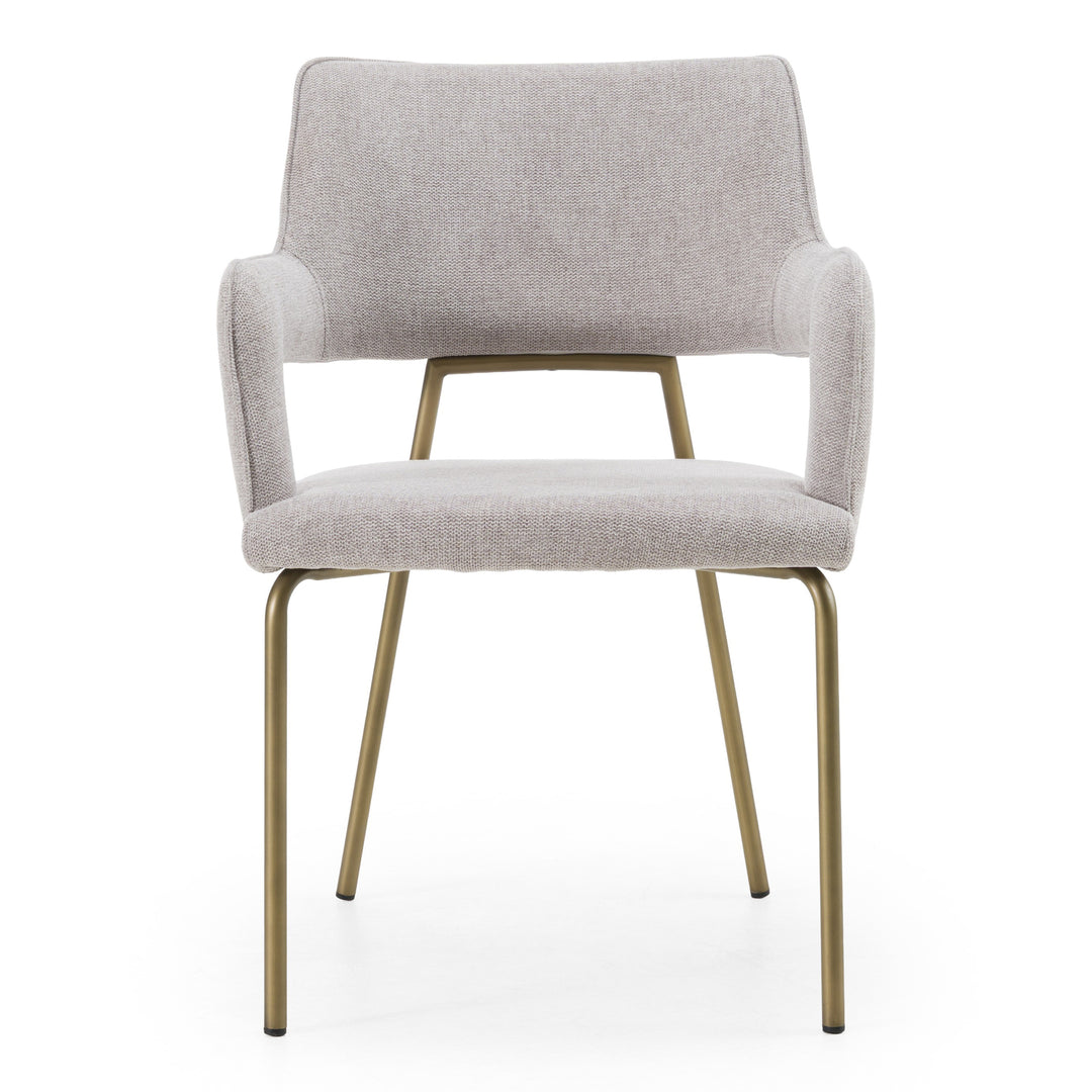 Childers - Modern Grey Fabric + Antique Brass Dining Chair