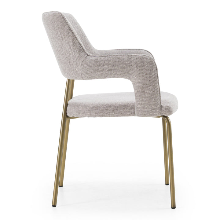 Childers - Modern Grey Fabric + Antique Brass Dining Chair