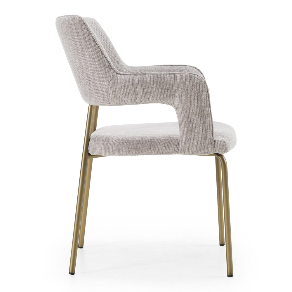 Childers - Modern Grey Fabric + Antique Brass Dining Chair - View 8