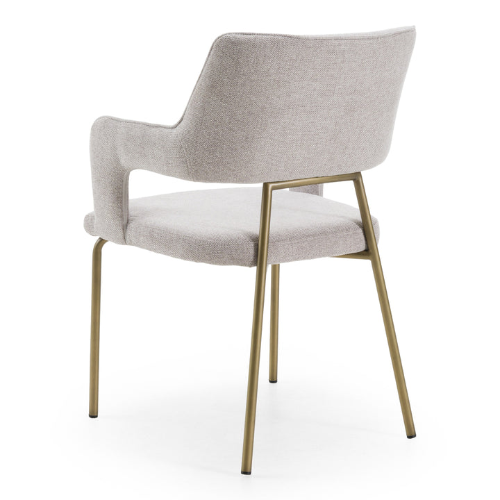 Childers - Modern Grey Fabric + Antique Brass Dining Chair