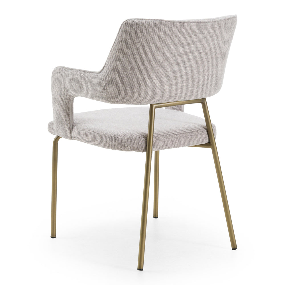 Childers - Modern Grey Fabric + Antique Brass Dining Chair - View 10