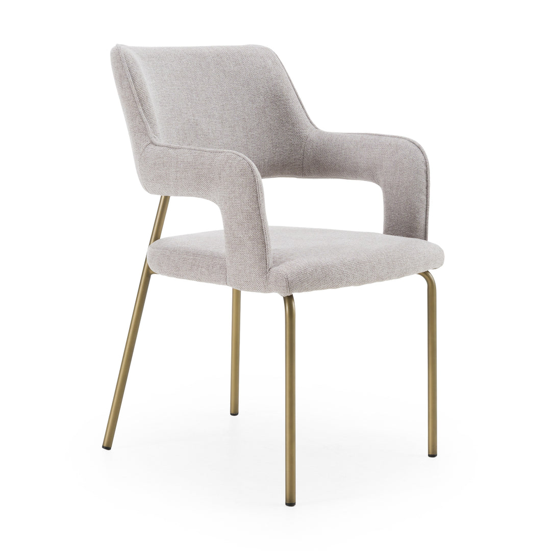Childers  Modern Grey Fabric + Antique Brass Dining Chair