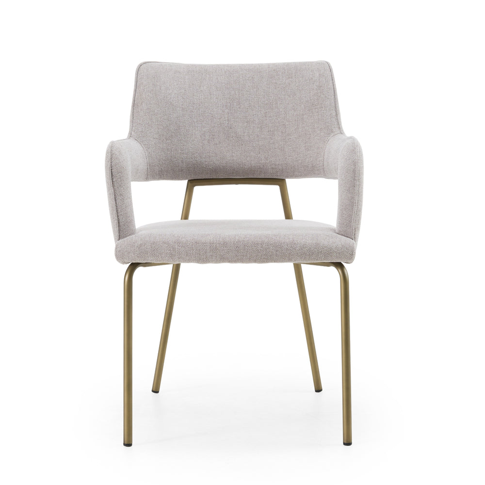 Childers - Modern Grey Fabric + Antique Brass Dining Chair - View 2