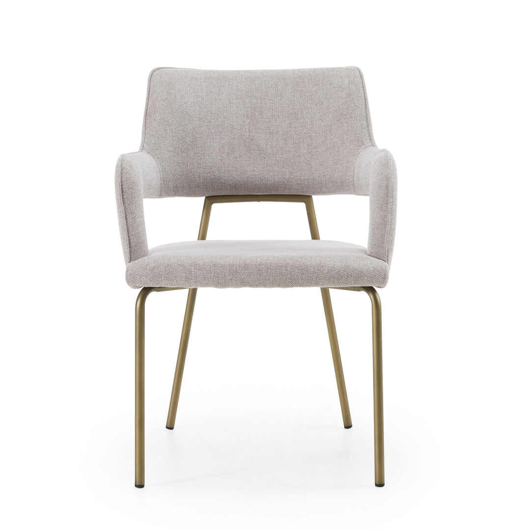 Childers  Modern Grey Fabric + Antique Brass Dining Chair