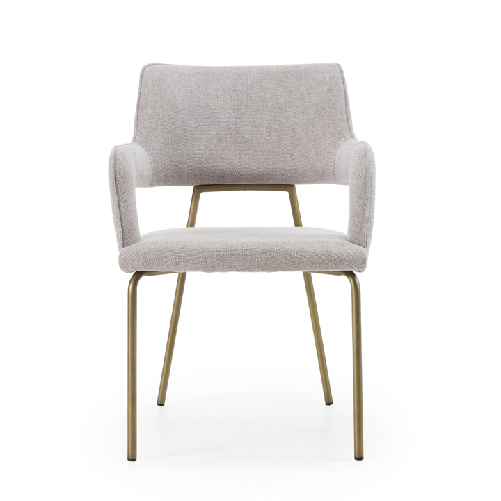 Childers  Modern Grey Fabric + Antique Brass Dining Chair
