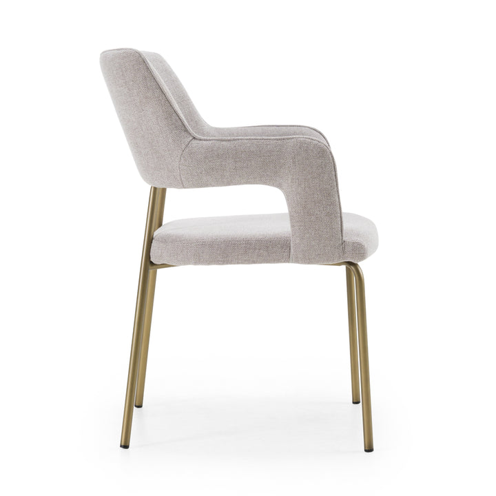 Childers  Modern Grey Fabric + Antique Brass Dining Chair
