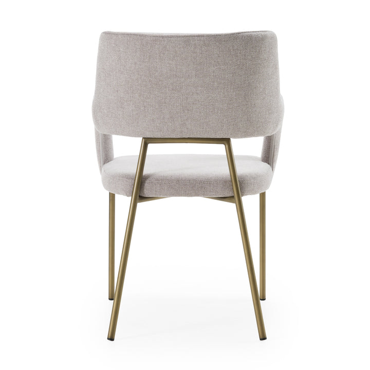 Childers  Modern Grey Fabric + Antique Brass Dining Chair