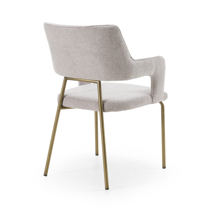 Childers - Modern Grey Fabric  Antique Brass Dining Chair