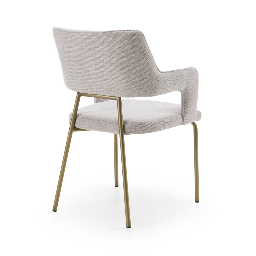 Childers - Modern Grey Fabric + Antique Brass Dining Chair - View 5