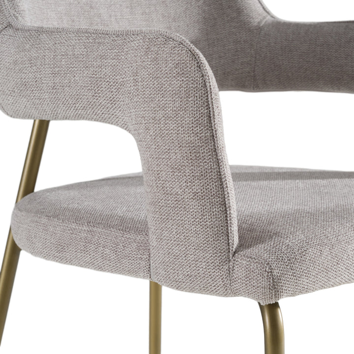 Childers  Modern Grey Fabric + Antique Brass Dining Chair