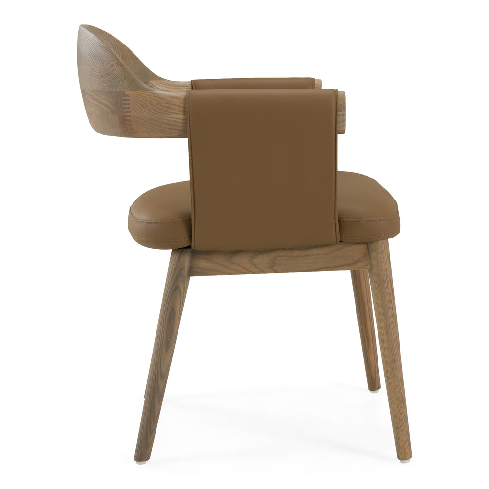 Chinook - Modern Brown Vegan Leather + Buckwheat Ash Dining Chair