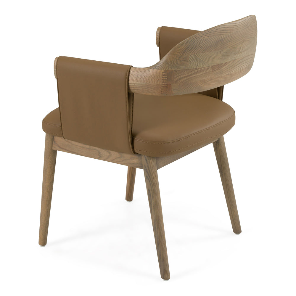 Chinook - Modern Brown Vegan Leather + Buckwheat Ash Dining Chair