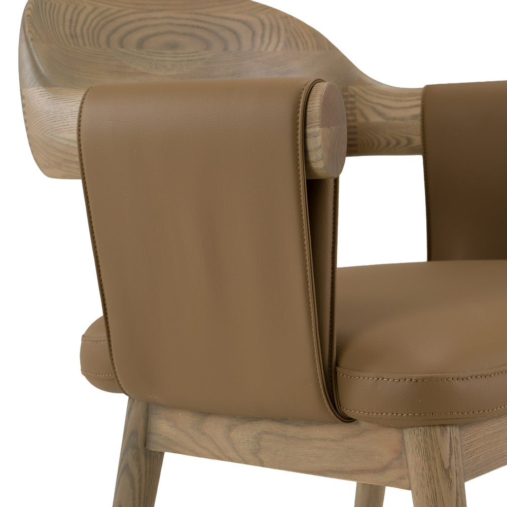 Chinook - Modern Brown Vegan Leather + Buckwheat Ash Dining Chair
