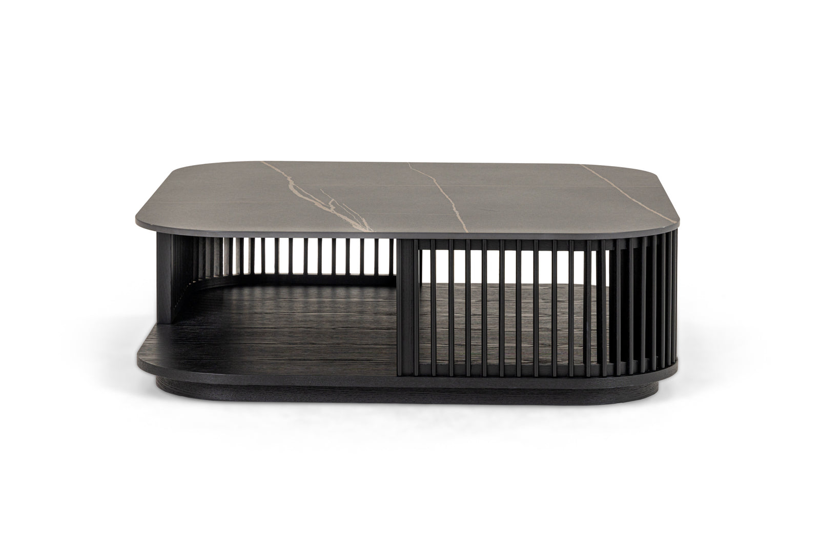 Chip - Modern Black Ceramic  Black Ash Square Coffee Table