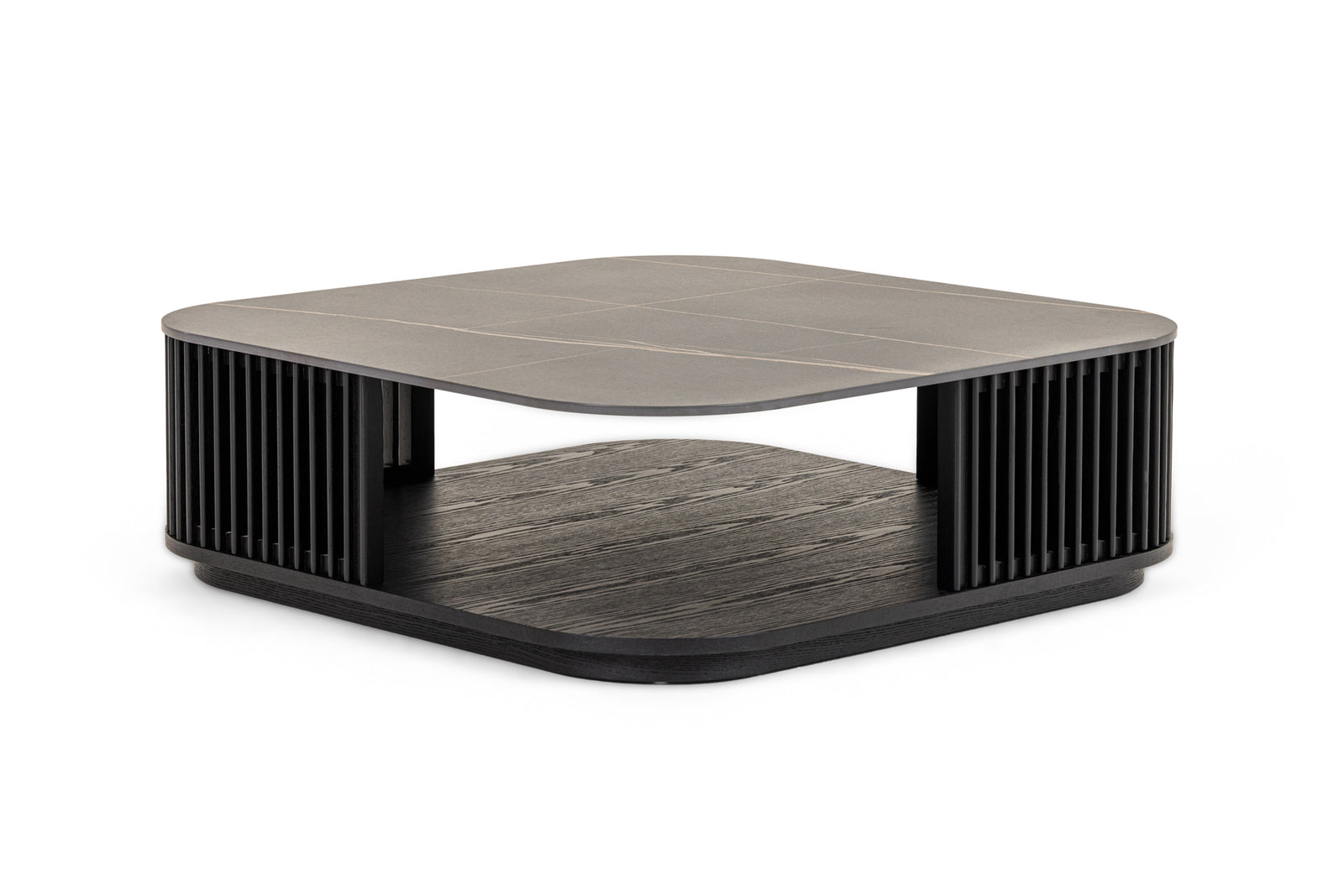 Chip - Modern Black Ceramic  Black Ash Square Coffee Table