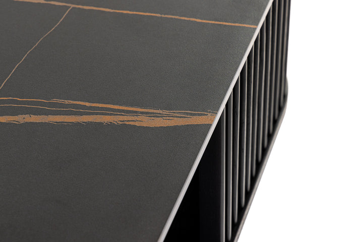 Chip - Modern Black Ceramic  Black Ash Square Coffee Table