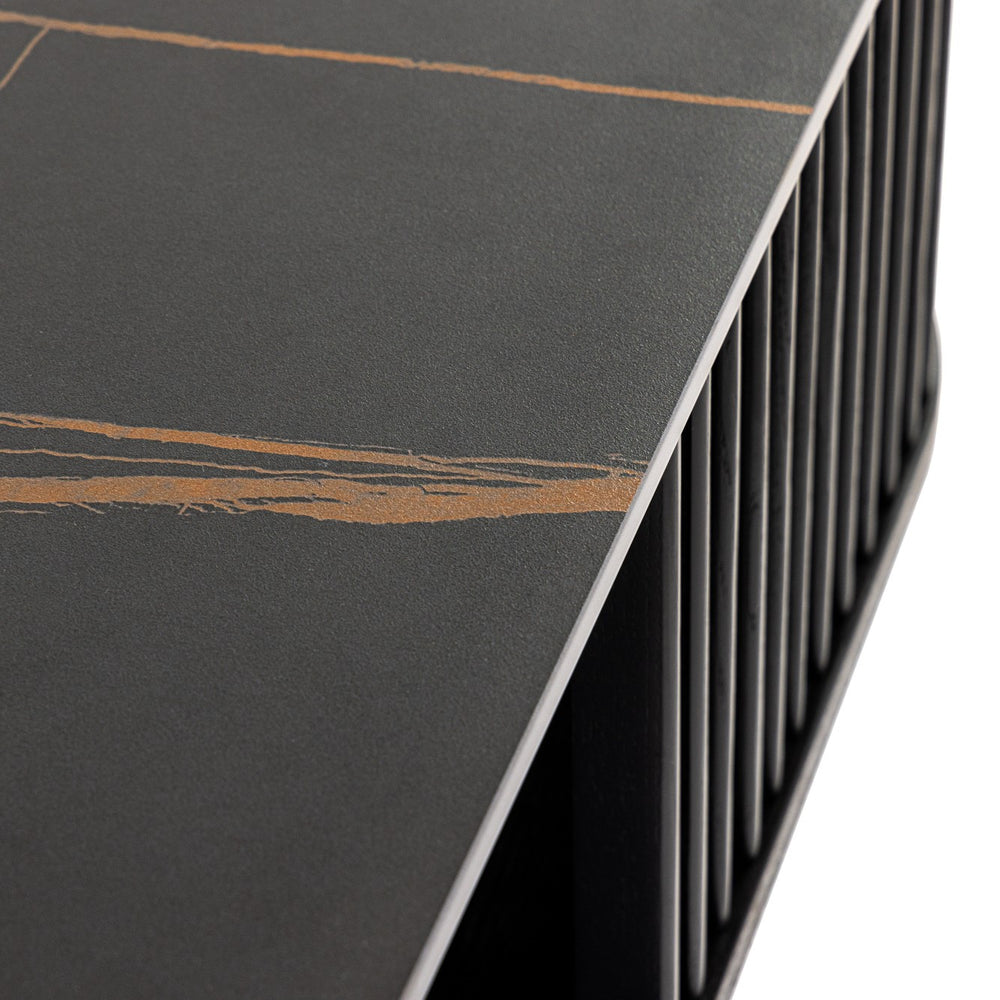 Chip - Modern Black Ceramic + Black Ash Square Coffee Table - View 4
