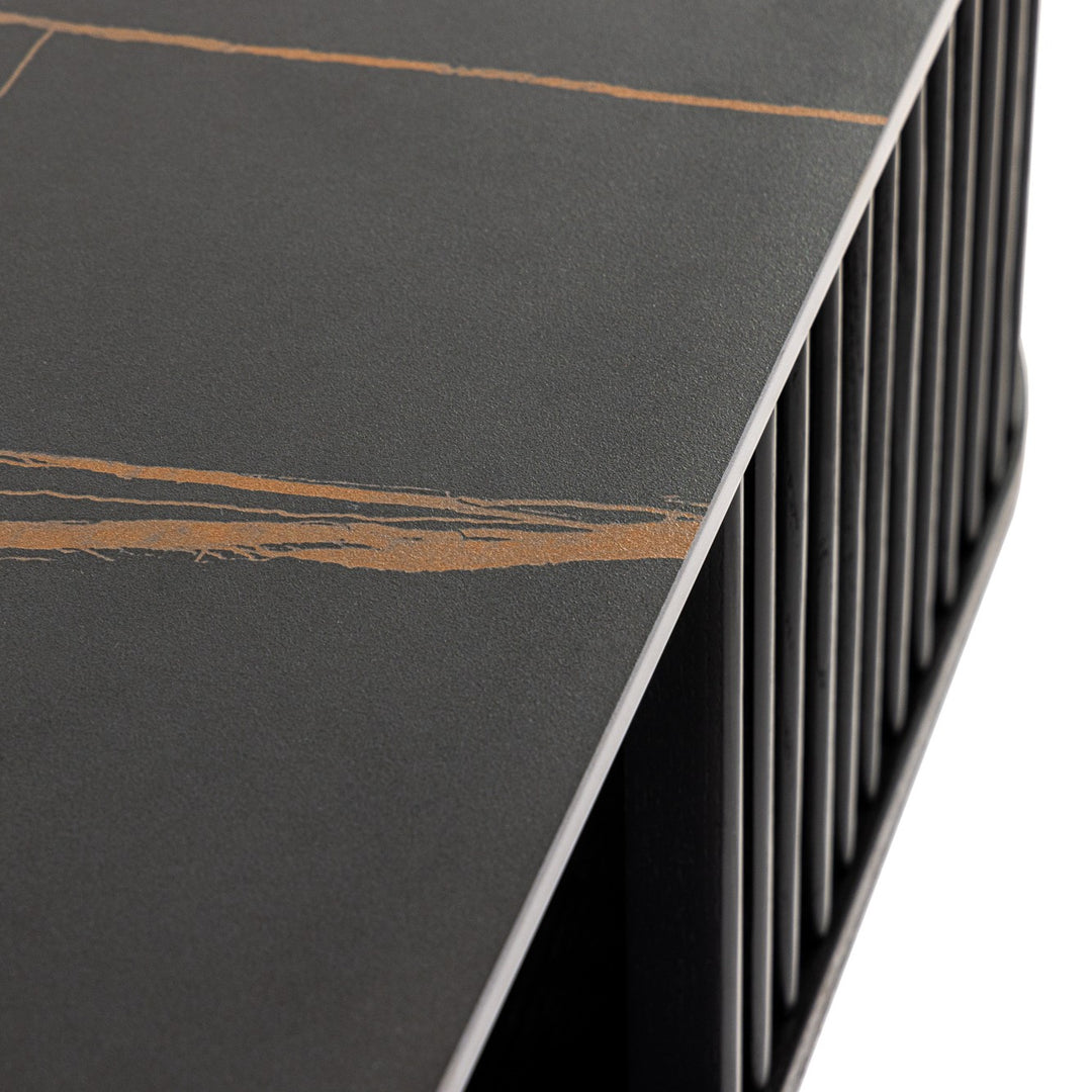 Chip - Modern Black Ceramic + Black Ash Square Coffee Table