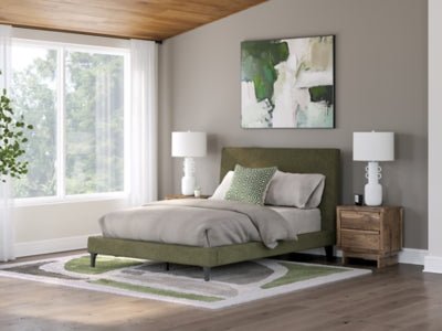 Chirason Full Upholstered Bed with Roll Slats - Green Upholstered Bed modern furniture Contempo Furniture