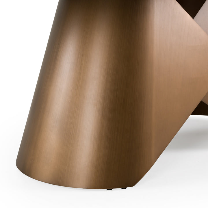 Chiswell - Contemporary White Ceramic + Brushed Brass Dining Table