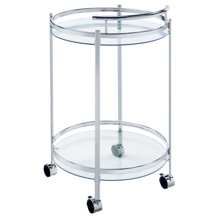 Chrissy - Round Glass Shelf Metal Bar Cart - Chrome Bar Cart modern furniture Contempo Furniture