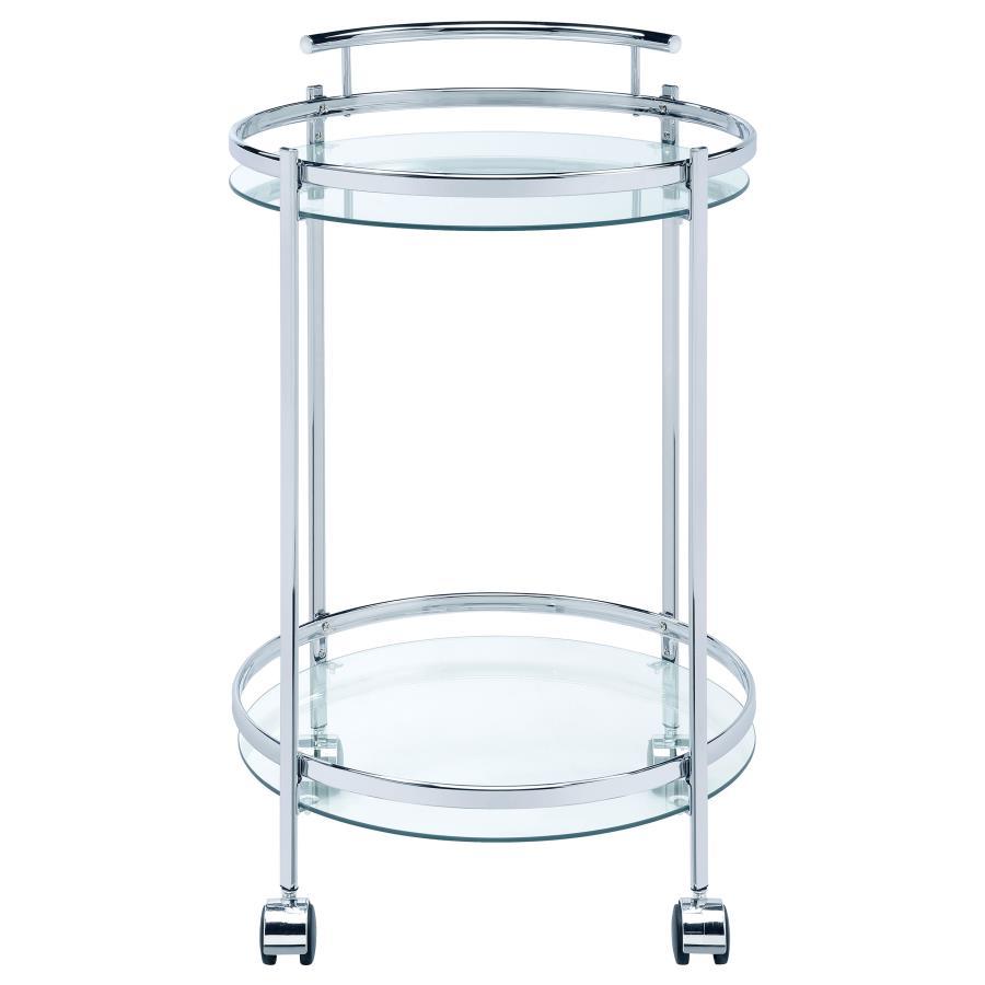 Chrissy - Round Glass Shelf Metal Bar Cart - Chrome Bar Cart modern furniture Contempo Furniture
