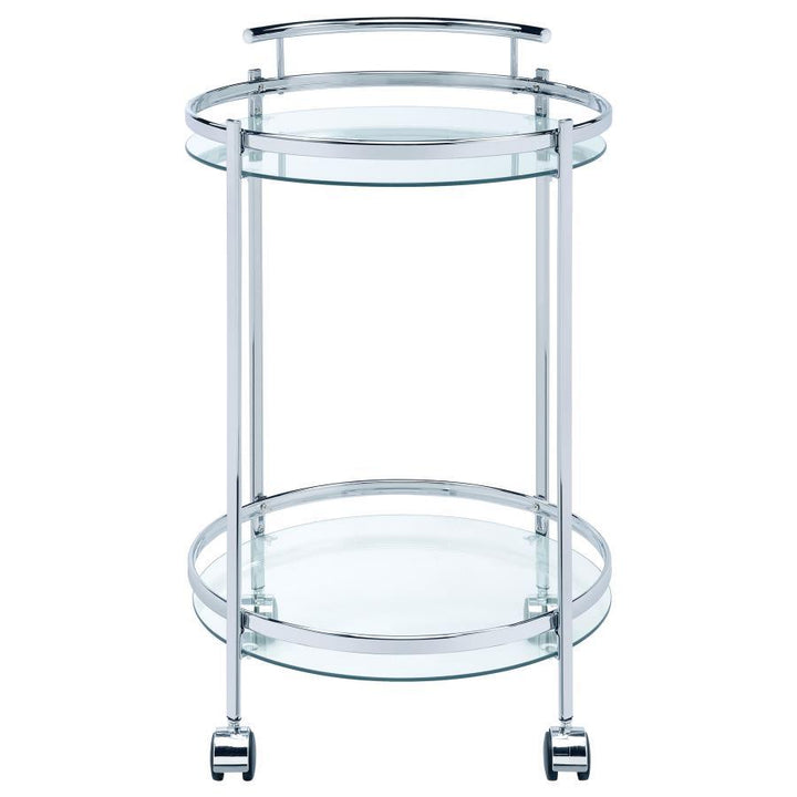 Chrissy - Round Glass Shelf Metal Bar Cart - Chrome Bar Cart modern furniture Contempo Furniture