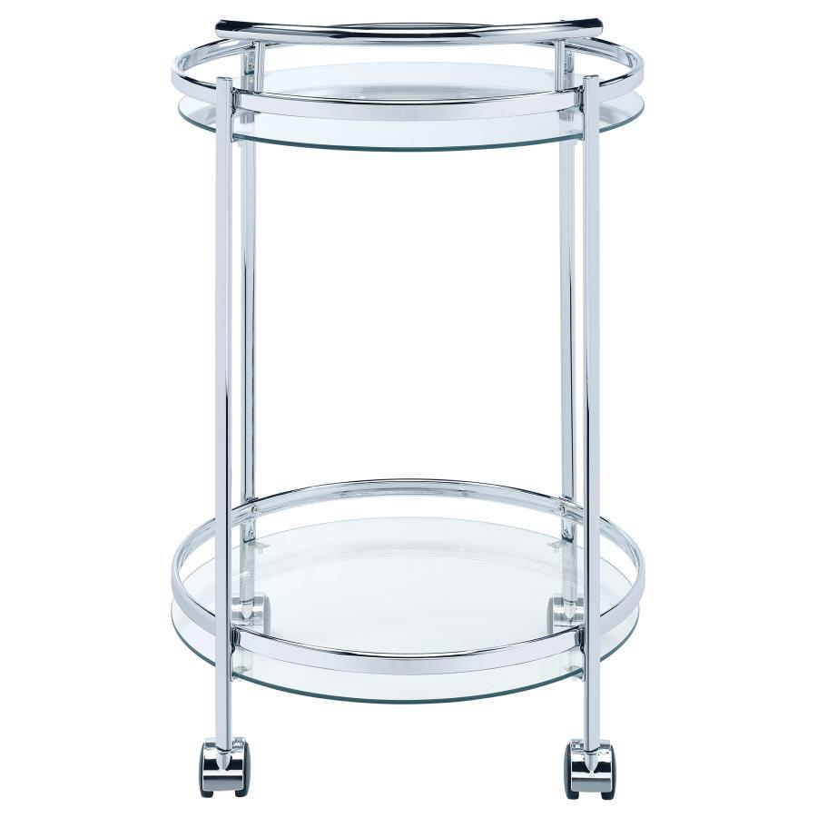 Chrissy - Round Glass Shelf Metal Bar Cart - Chrome Bar Cart modern furniture Contempo Furniture