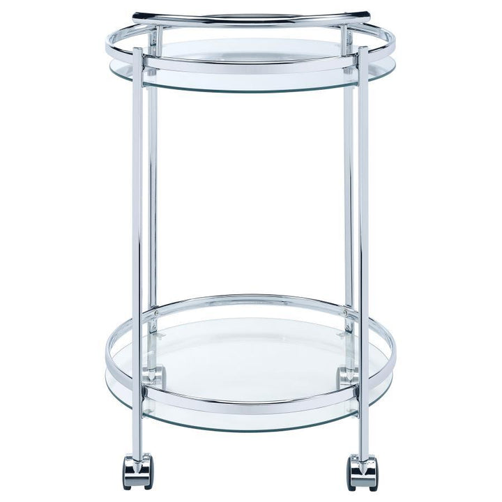 Chrissy - Round Glass Shelf Metal Bar Cart - Chrome Bar Cart modern furniture Contempo Furniture