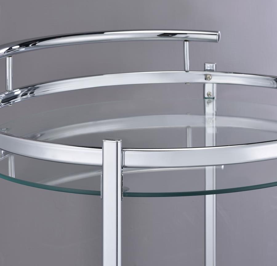 Chrissy - Round Glass Shelf Metal Bar Cart - Chrome Bar Cart modern furniture Contempo Furniture