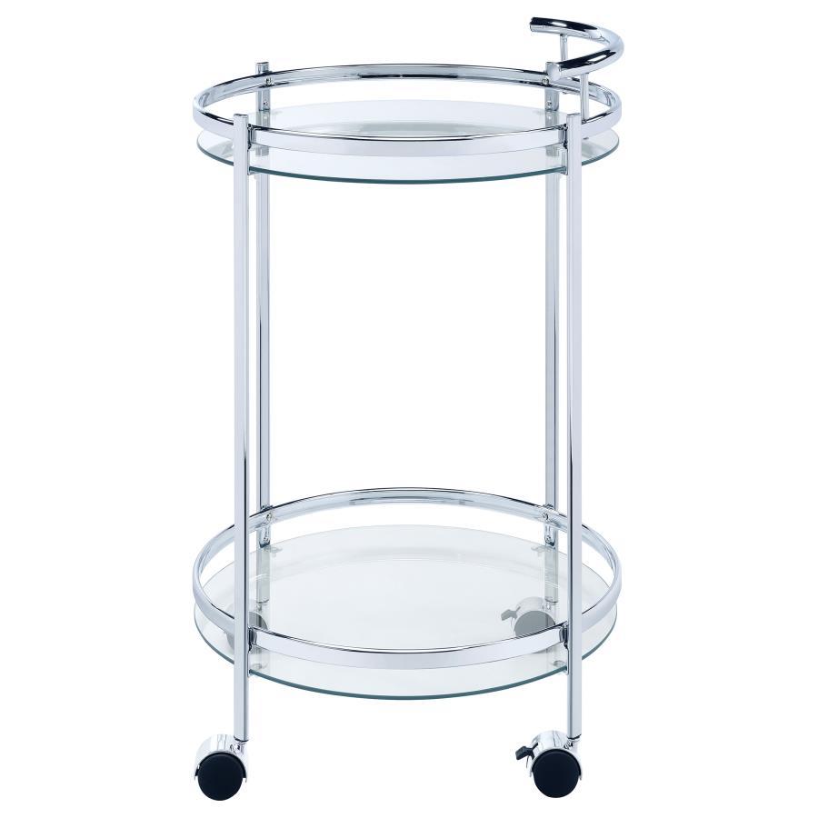 Chrissy - Round Glass Shelf Metal Bar Cart - Chrome Bar Cart modern furniture Contempo Furniture