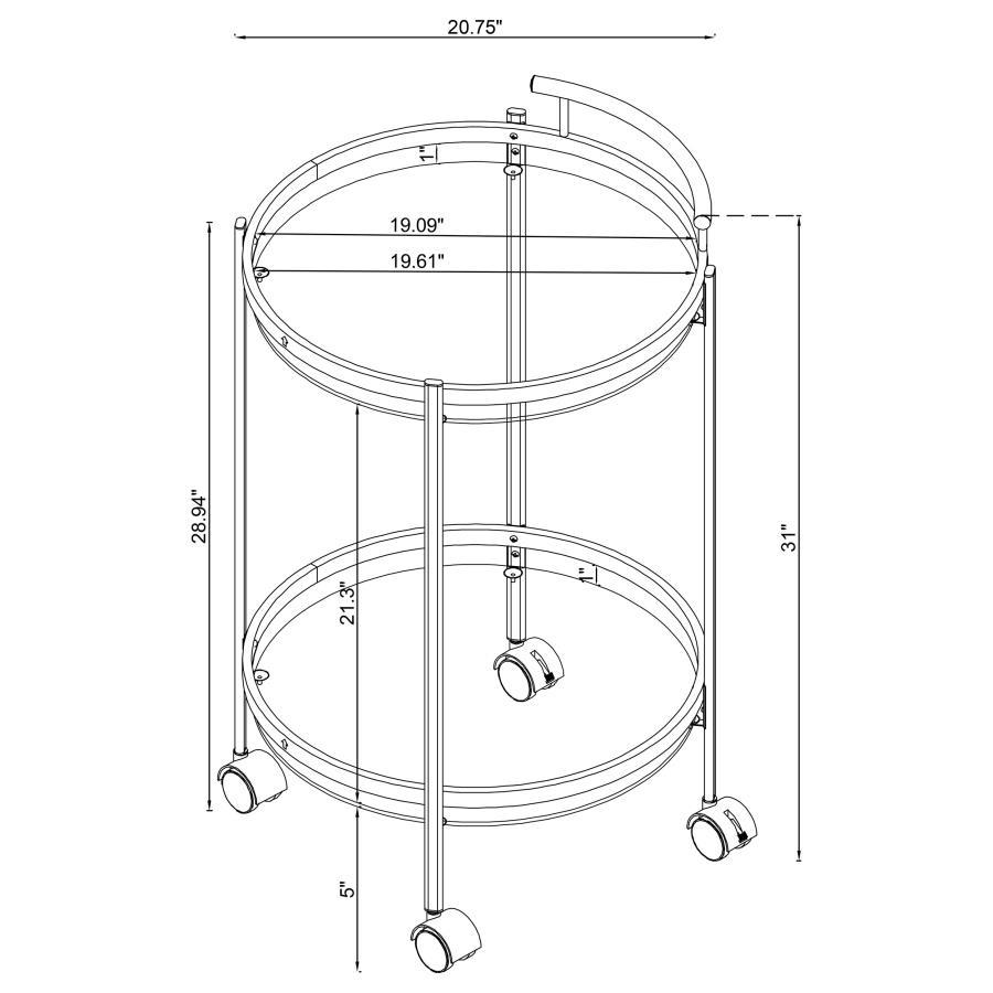 Chrissy - Round Glass Shelf Metal Bar Cart - Chrome Bar Cart modern furniture Contempo Furniture