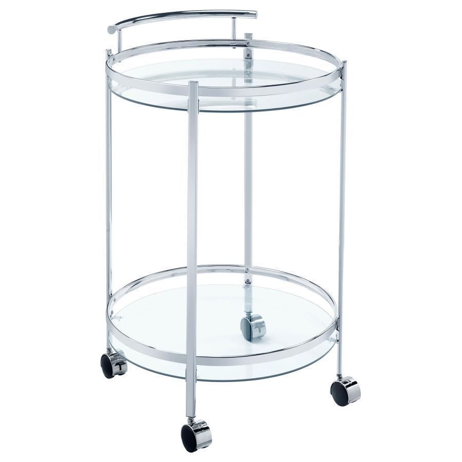 Chrissy - Round Glass Shelf Metal Bar Cart - Chrome Bar Cart modern furniture Contempo Furniture
