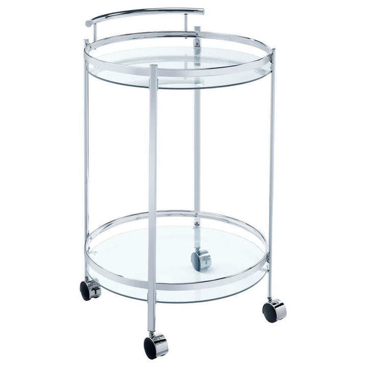 Chrissy - Round Glass Shelf Metal Bar Cart - Chrome Bar Cart modern furniture Contempo Furniture