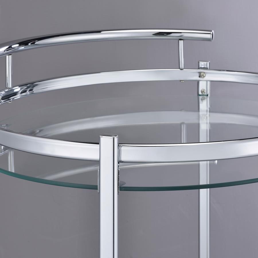 Chrissy - Round Glass Shelf Metal Bar Cart - Chrome Bar Cart modern furniture Contempo Furniture