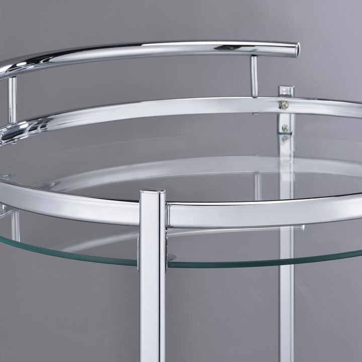 Chrissy - Round Glass Shelf Metal Bar Cart - Chrome Bar Cart modern furniture Contempo Furniture