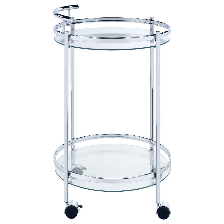 Chrissy - Round Glass Shelf Metal Bar Cart - Chrome Bar Cart modern furniture Contempo Furniture