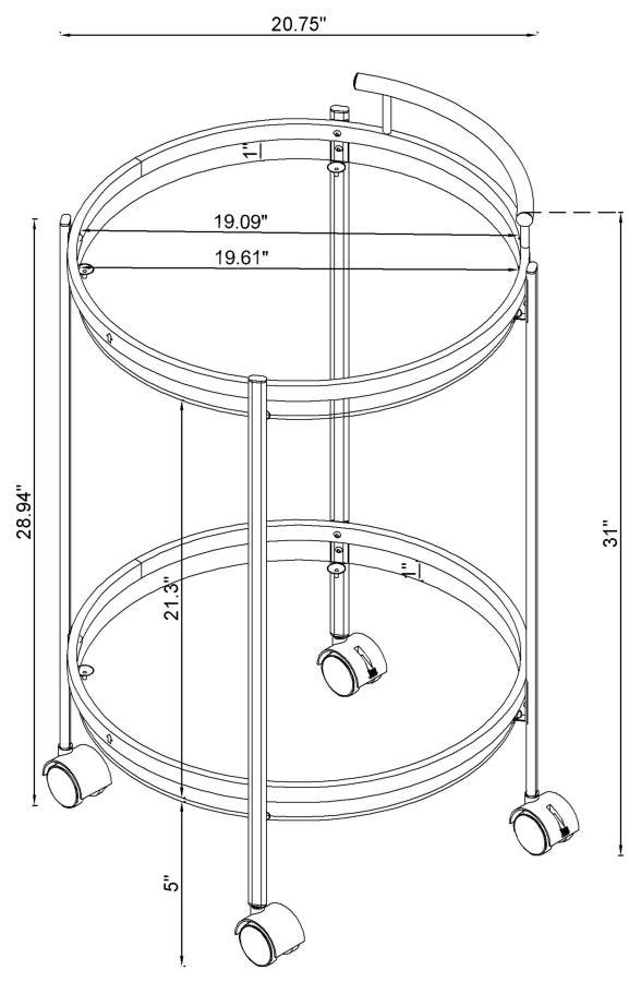 Chrissy - Round Glass Shelf Metal Bar Cart - Chrome Bar Cart modern furniture Contempo Furniture