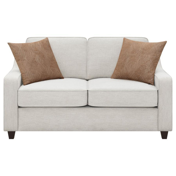Christine - 2 Piece Upholstered Sloped Arm Sofa Set - Beige Stationary Sofa &amp; Loveseat modern furniture Contempo Furniture