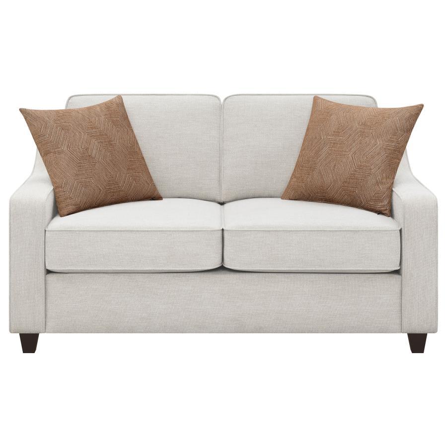 Christine - 2 Piece Upholstered Sloped Arm Sofa Set - Beige Stationary Sofa & Loveseat modern furniture Contempo Furniture