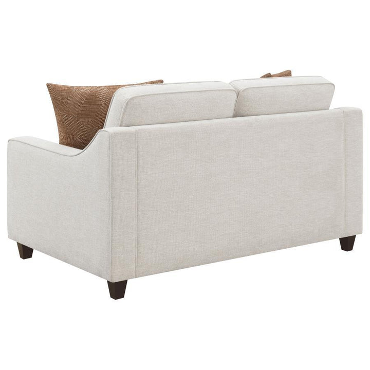Christine - 2 Piece Upholstered Sloped Arm Sofa Set - Beige Stationary Sofa &amp; Loveseat modern furniture Contempo Furniture