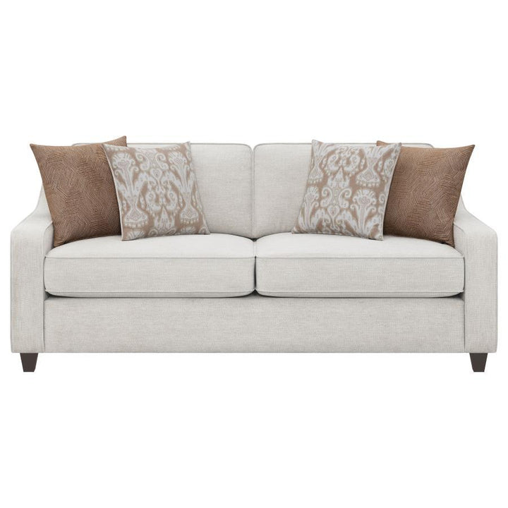 Christine - 2 Piece Upholstered Sloped Arm Sofa Set - Beige Stationary Sofa &amp; Loveseat modern furniture Contempo Furniture