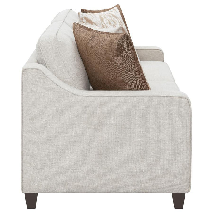 Christine - 2 Piece Upholstered Sloped Arm Sofa Set - Beige Stationary Sofa &amp; Loveseat modern furniture Contempo Furniture