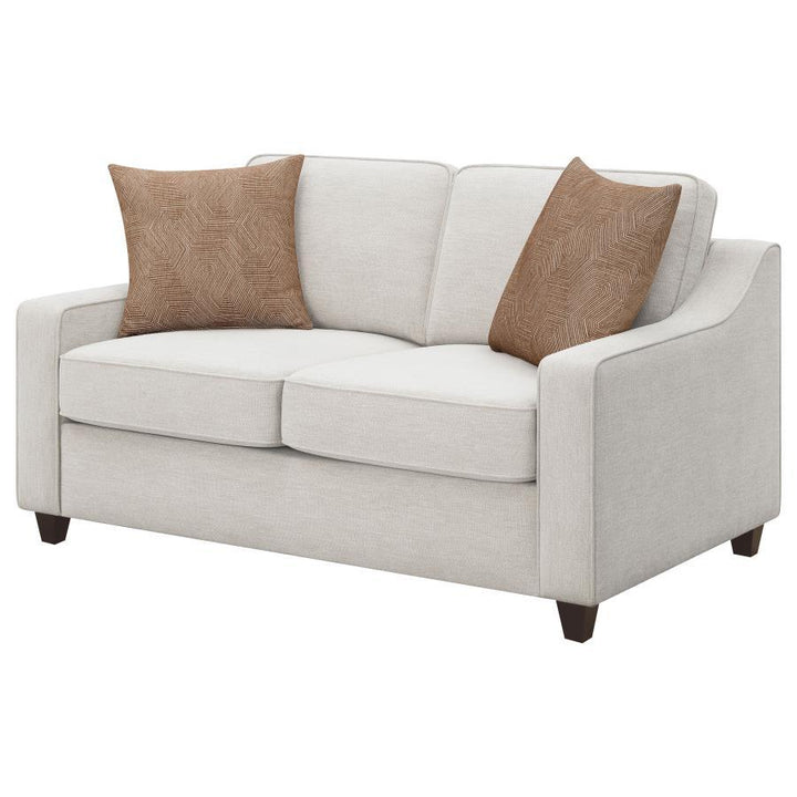 Christine - Upholstered Sloped Arm Loveseat - Beige Stationary Loveseat modern furniture Contempo Furniture