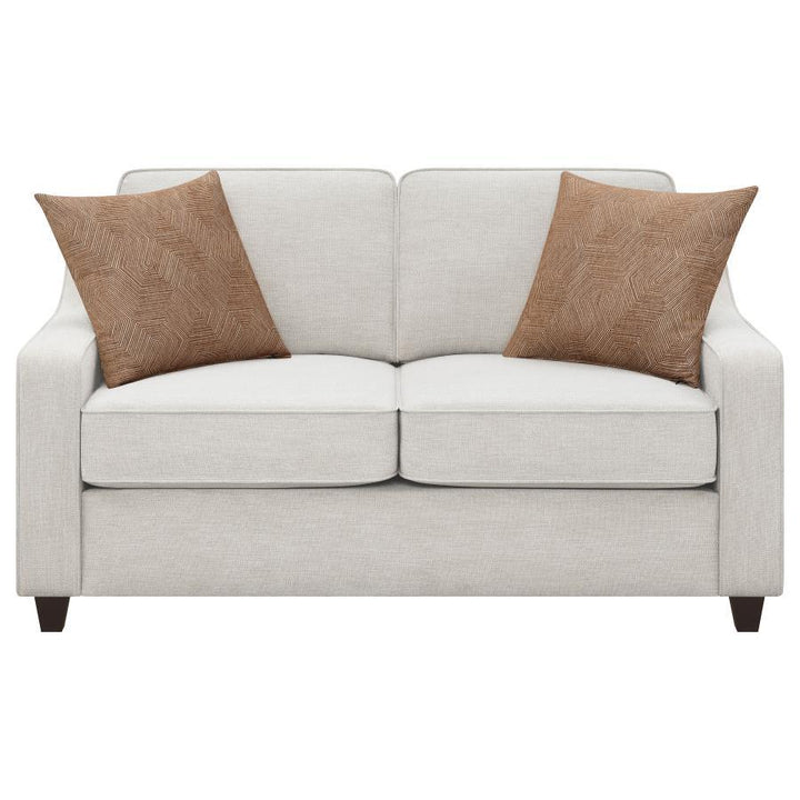 Christine - Upholstered Sloped Arm Loveseat - Beige Stationary Loveseat modern furniture Contempo Furniture